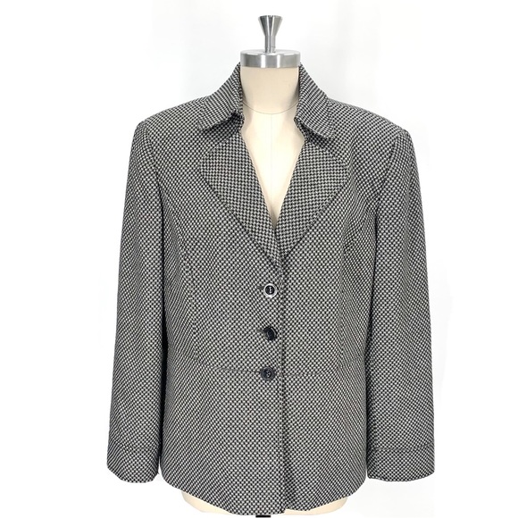 Tahari Black White Geometric Print Blazer Jacket Size 8 Office Career Church - Picture 1 of 11